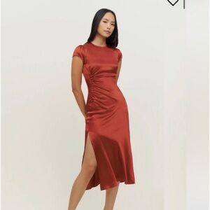 Reformation Tatianna Silk Dress in Oxide
